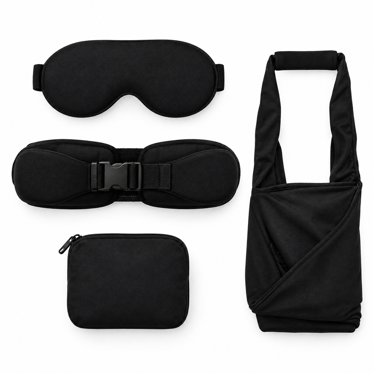 Flight Sleep set: sleep mask, head support, arm wrap and pouch